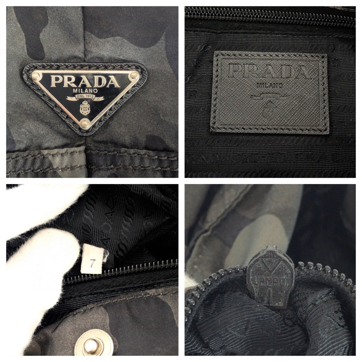 25059
PRADA プラダ テスート 三角ロゴプレート カーキ ブラック 黒 ナイロン / レザー ショルダーバッグ メッセンジャーバッグ メンズ ABP65