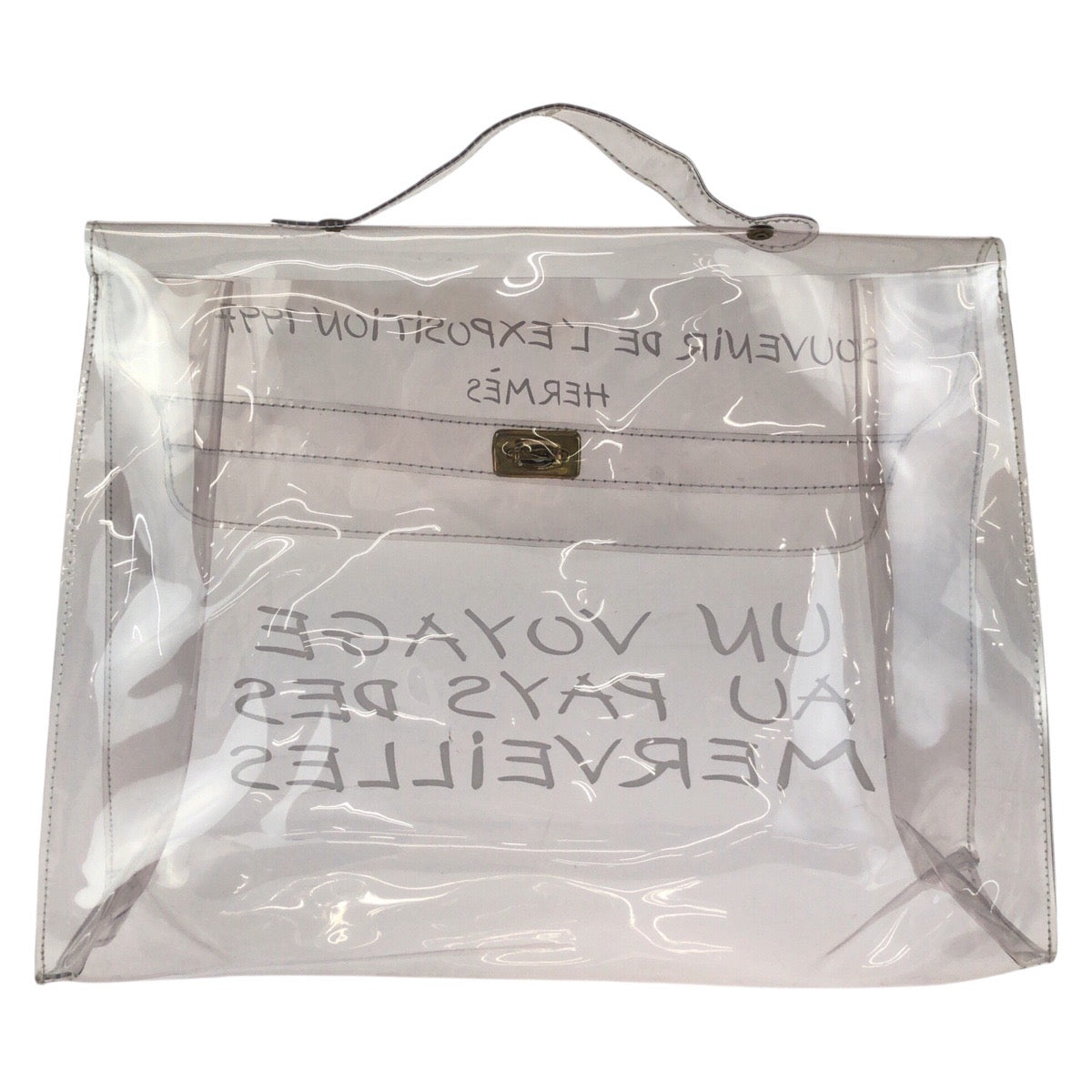 25090
HERMES エルメス ビニールケリー クリア ゴールド金具 ビニール ハンドバッグ レディース AB34