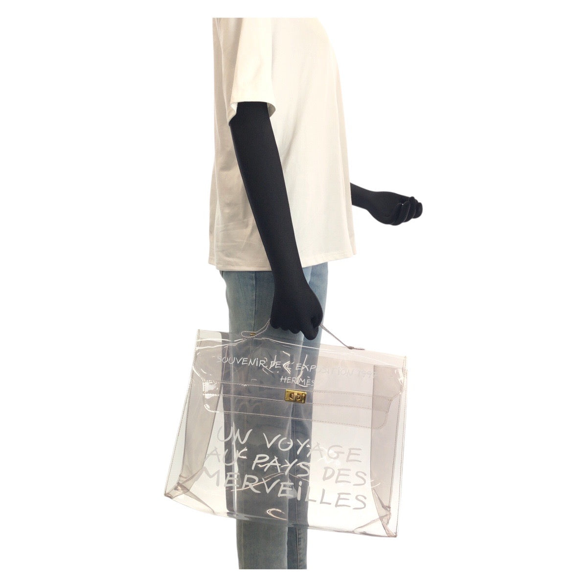 25090
HERMES エルメス ビニールケリー クリア ゴールド金具 ビニール ハンドバッグ レディース AB34