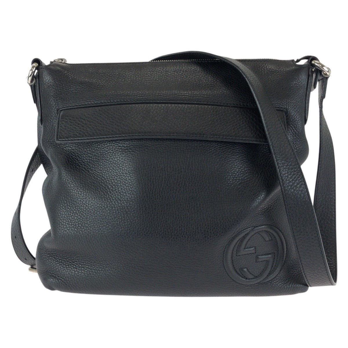 25091
GUCCI グッチ インターロッキングG ブラック 黒 シルバー金具 レザー 322059 ショルダーバッグ メッセンジャーバッグ メンズ ABP42