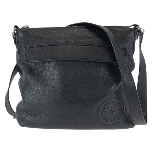 25091
GUCCI グッチ インターロッキングG ブラック 黒 シルバー金具 レザー 322059 ショルダーバッグ メッセンジャーバッグ メンズ ABP42