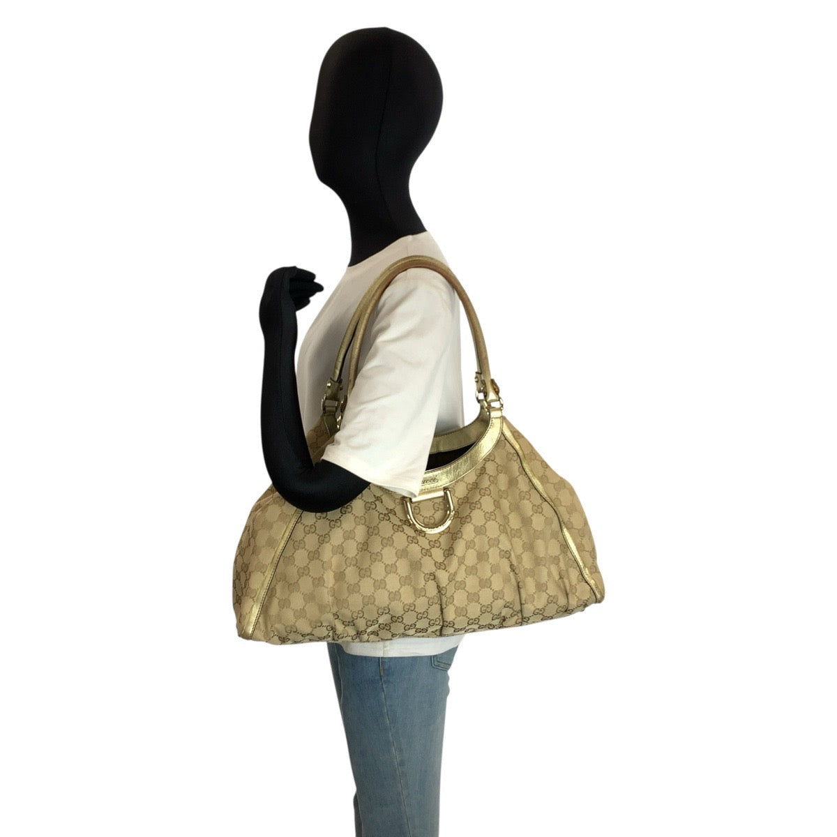 25092
GUCCI グッチ アビー ベージュ ゴールド金具 GGキャンバス 189835 トートバッグ ショルダーバッグ レディース AB34