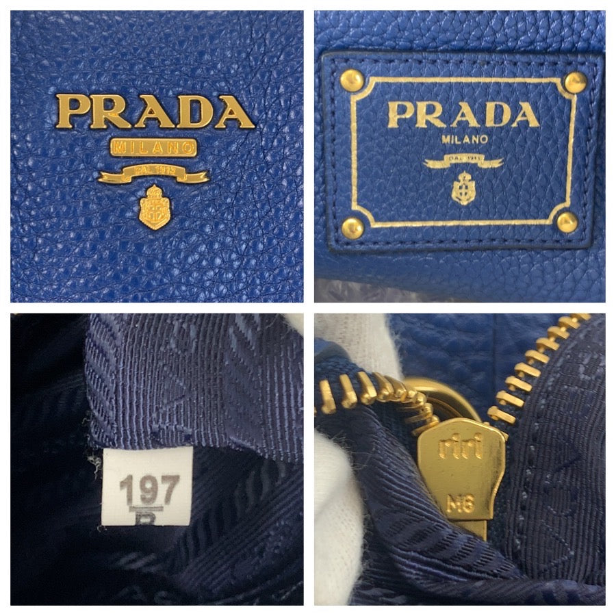 25095
PRADA プラダ ヴィッテロダイノ ブルー ゴールド金具 レザー トートバッグ ハンドバッグ レディース ABP44