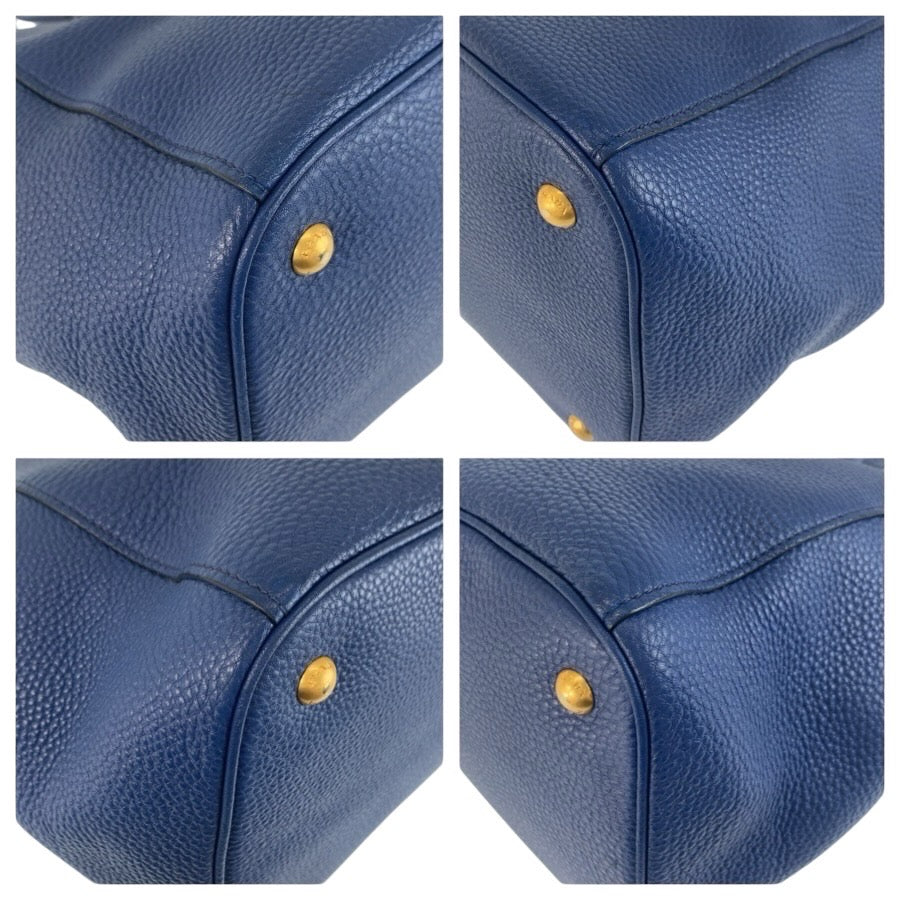25095
PRADA プラダ ヴィッテロダイノ ブルー ゴールド金具 レザー トートバッグ ハンドバッグ レディース ABP44