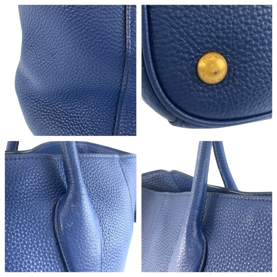 25095
PRADA プラダ ヴィッテロダイノ ブルー ゴールド金具 レザー トートバッグ ハンドバッグ レディース ABP44