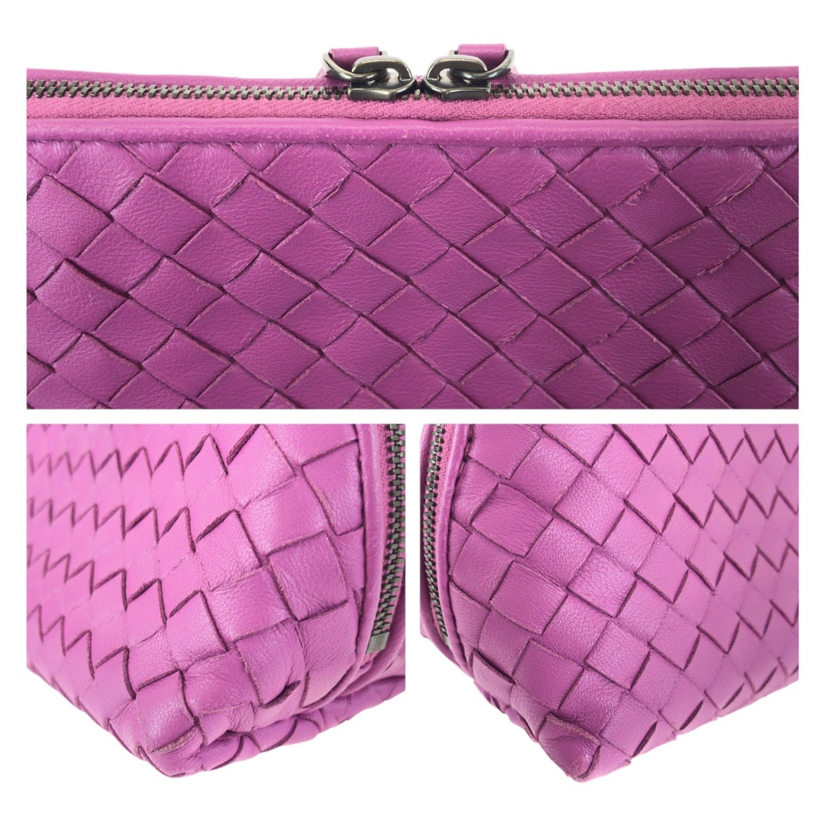 25096
BOTTEGAVENETA ボッテガヴェネタ イントレチャート パープル アメジストパープル レザー ポーチ メイクポーチ 小物入れ レディース ABP30
