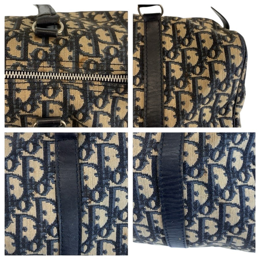 25097
Christian Dior クリスチャンディオール ヴィンテージ トロッター ネイビー シルバー金具 キャンバス / レザー ハンドバッグ ボストンバッグ レディース AB42