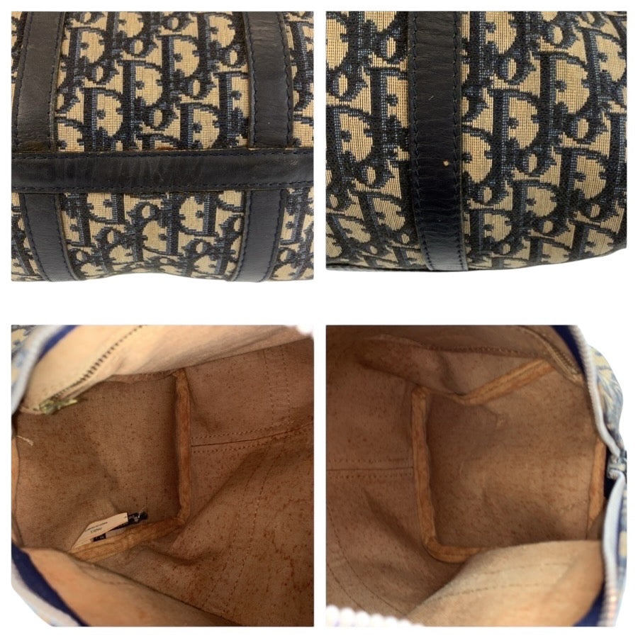 25097
Christian Dior クリスチャンディオール ヴィンテージ トロッター ネイビー シルバー金具 キャンバス / レザー ハンドバッグ ボストンバッグ レディース AB42