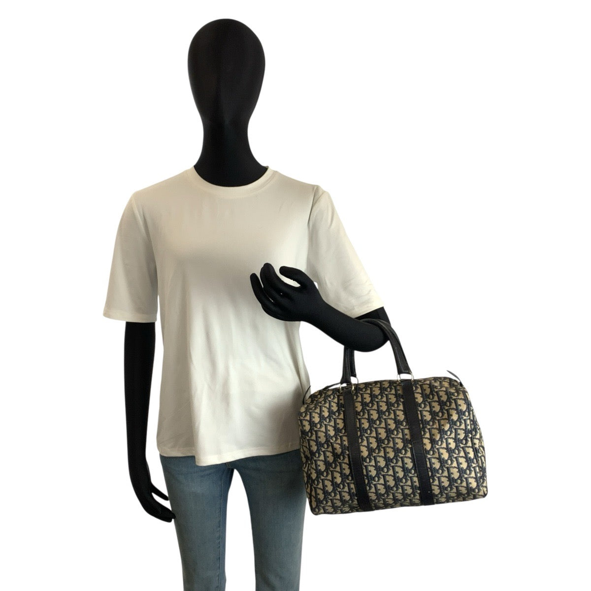 25097
Christian Dior クリスチャンディオール ヴィンテージ トロッター ネイビー シルバー金具 キャンバス / レザー ハンドバッグ ボストンバッグ レディース AB42