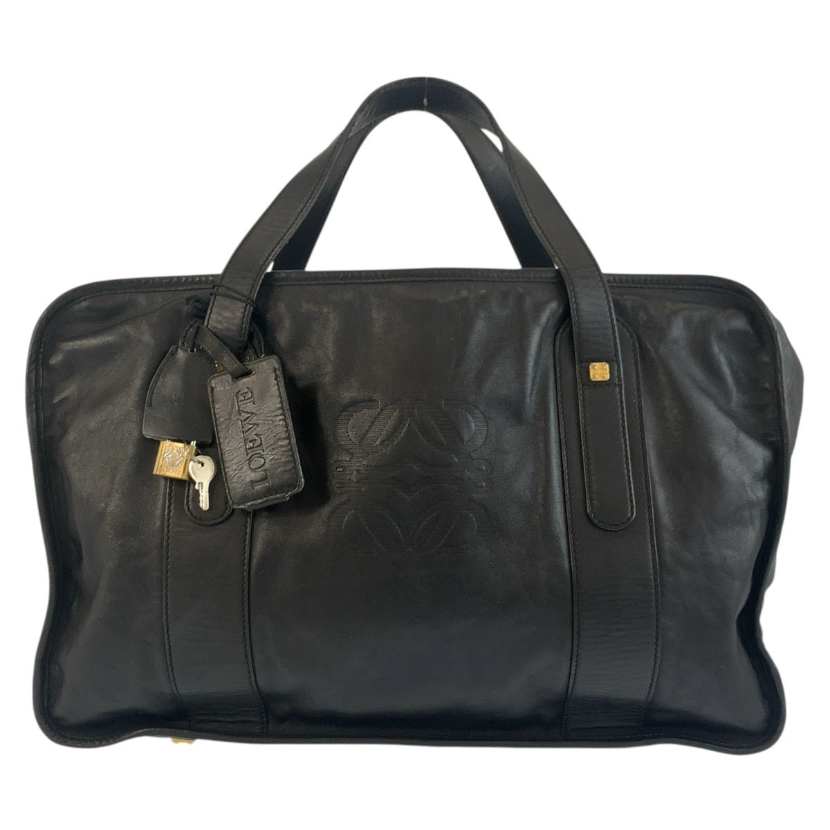 25098
LOEWE ロエベ アナグラム ブラック 黒 ゴールド金具 レザー ボストンバッグ ハンドバッグ レディース AB42