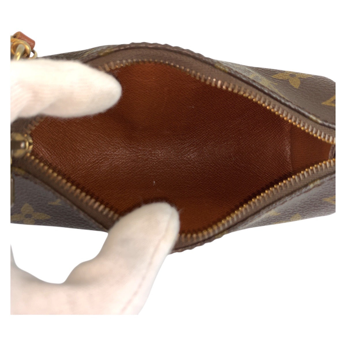 25100
LOUIS VUITTON ルイヴィトン モノグラム パピヨン ポーチのみ ブラウン ゴールド金具 PVC ポーチ 小物入れ レディース B10