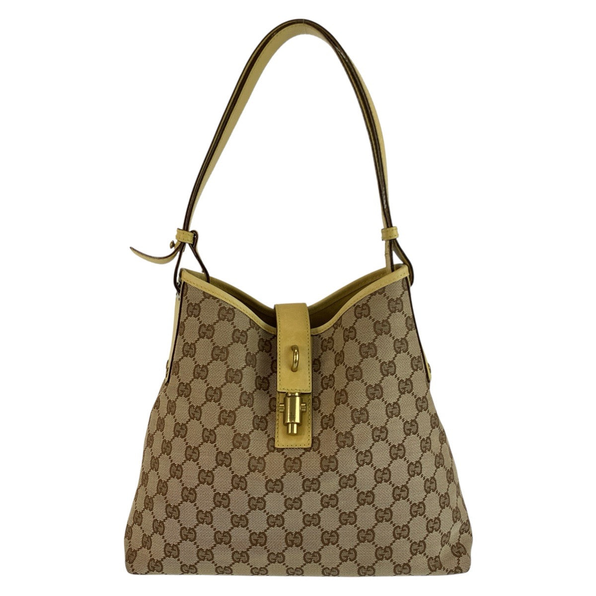 25103
GUCCI グッチ ジャッキー ベージュ イエロー ゴールド金具 GGキャンバス / レザー 110291 ショルダーバッグ レディース AB28