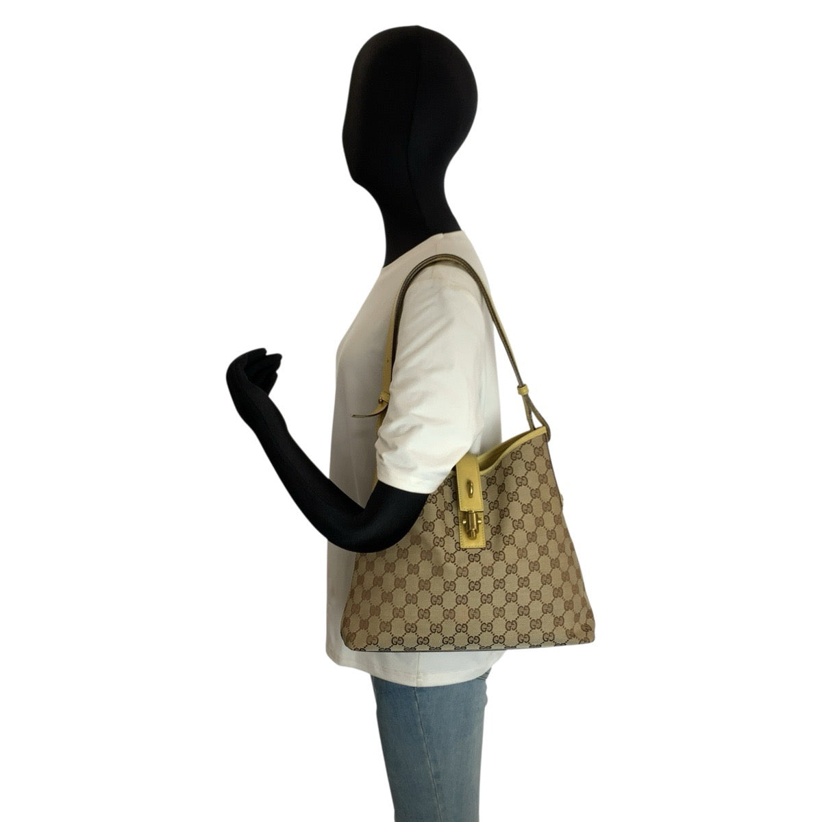 25103
GUCCI グッチ ジャッキー ベージュ イエロー ゴールド金具 GGキャンバス / レザー 110291 ショルダーバッグ レディース AB28