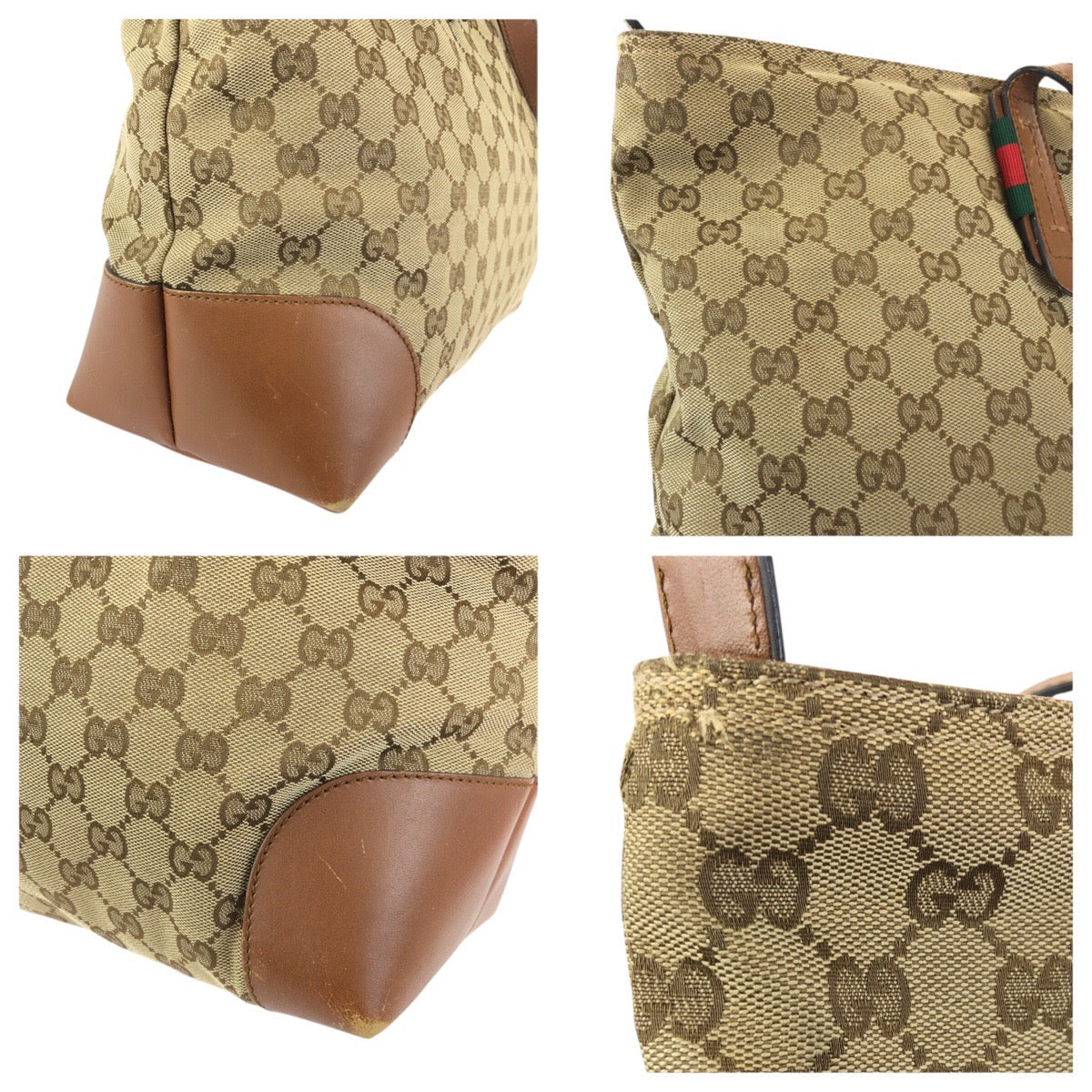 25104
GUCCI グッチ シェリーライン ベージュ ブラウン シルバー金具 GGキャンバス / レザー 308928 トートバッグ レディース B28