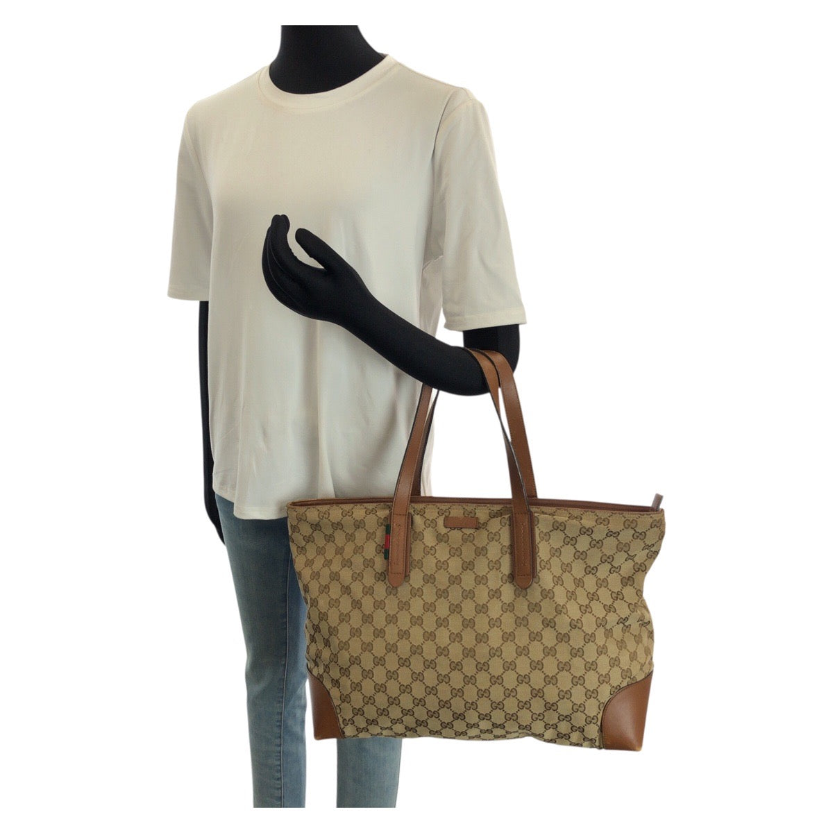 25104
GUCCI グッチ シェリーライン ベージュ ブラウン シルバー金具 GGキャンバス / レザー 308928 トートバッグ レディース B28