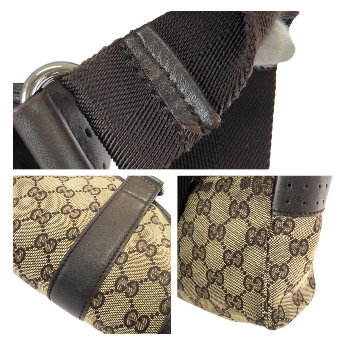 25105
GUCCI グッチ ベージュ ダークブラウン シルバー金具 GGキャンバス / レザー 145858 ショルダーバッグ メッセンジャーバッグ レディース B20