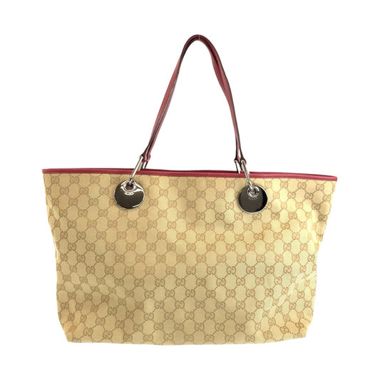 25106
GUCCI グッチ ベージュ ワインレッド GGキャンバス / レザー 120838 トートバッグ ショルダーバッグ レディース ABP42