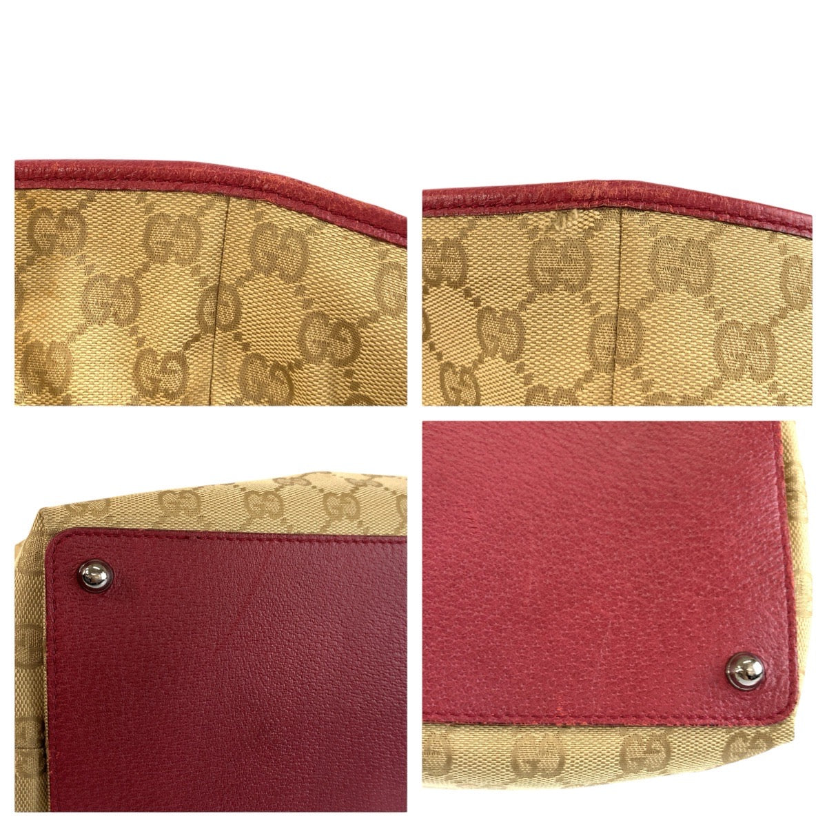 25106
GUCCI グッチ ベージュ ワインレッド GGキャンバス / レザー 120838 トートバッグ ショルダーバッグ レディース ABP42