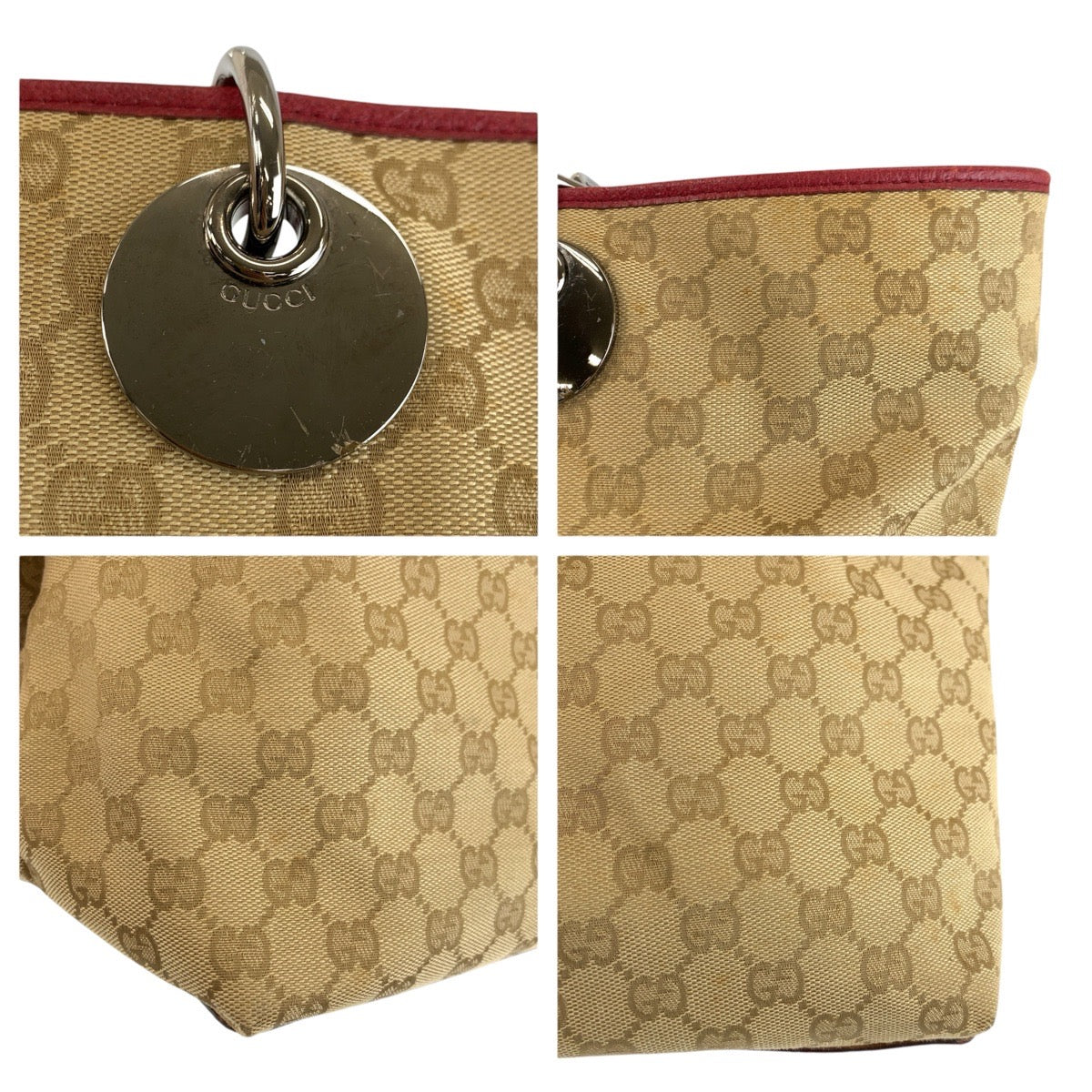 25106
GUCCI グッチ ベージュ ワインレッド GGキャンバス / レザー 120838 トートバッグ ショルダーバッグ レディース ABP42