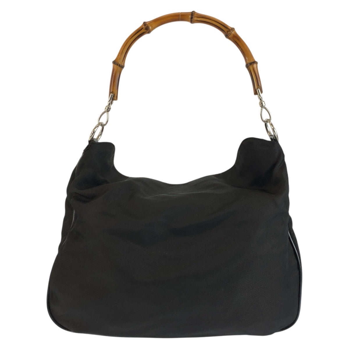 25107
GUCCI グッチ バンブー ブラック 黒 シルバー金具 ナイロン 001 2058 1577 5 ハンドバッグ ショルダーバッグ 2way レディース AB20