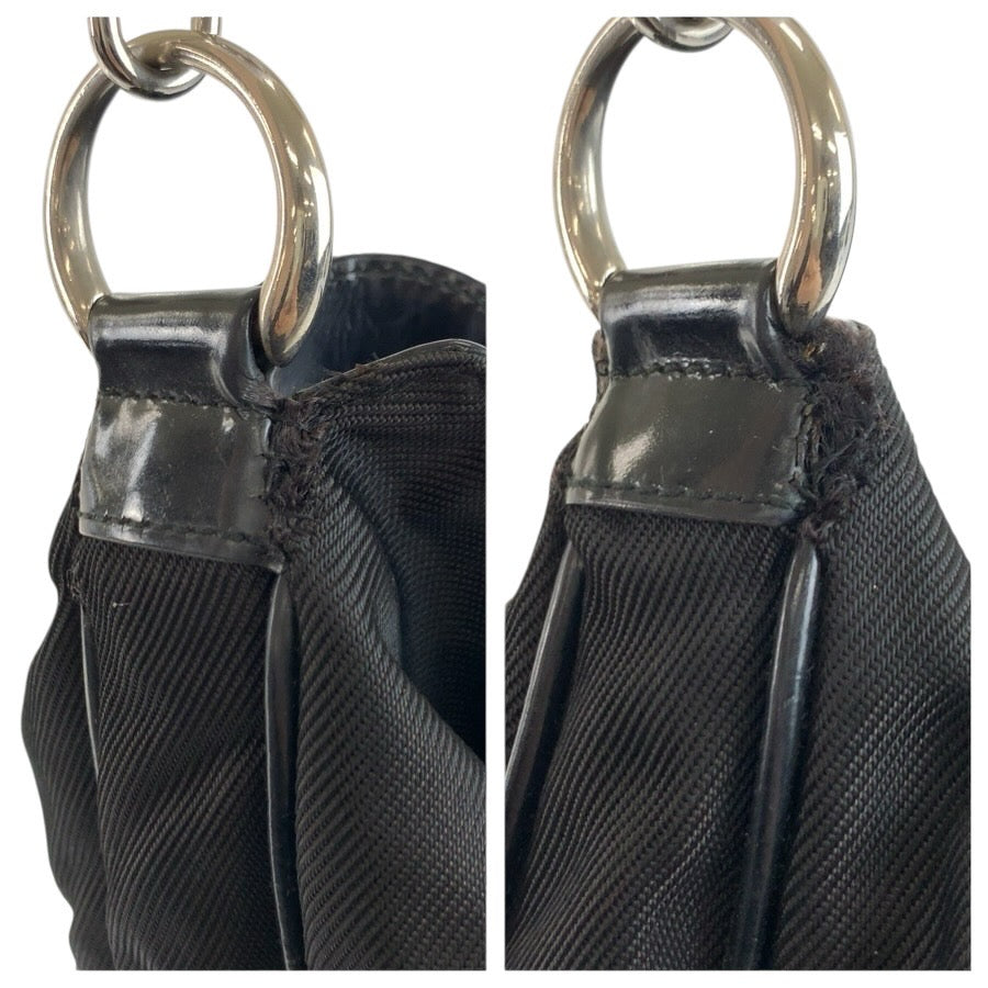 25107
GUCCI グッチ バンブー ブラック 黒 シルバー金具 ナイロン 001 2058 1577 5 ハンドバッグ ショルダーバッグ 2way レディース AB20