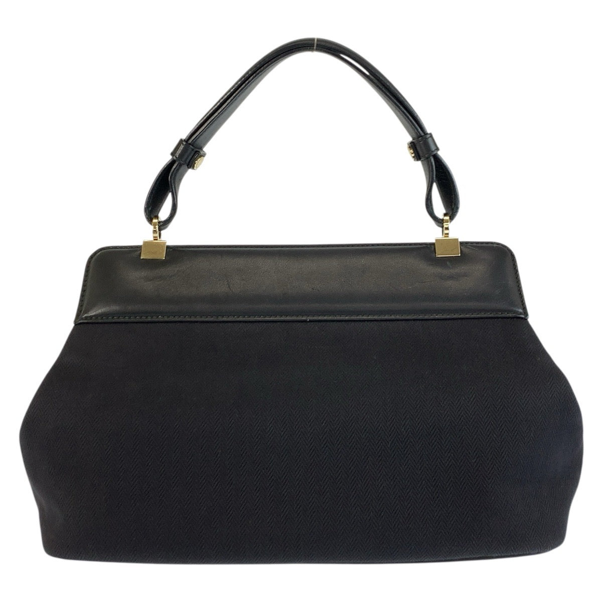 25109
BVLGARI ブルガリ イザベラ ロッセリーニ ブラック ゴールド金具 レザー ハンドバッグ レディース ABP35