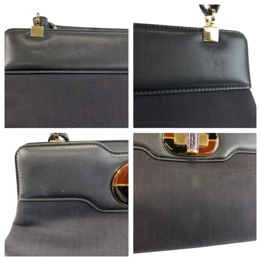 25109
BVLGARI ブルガリ イザベラ ロッセリーニ ブラック ゴールド金具 レザー ハンドバッグ レディース ABP35