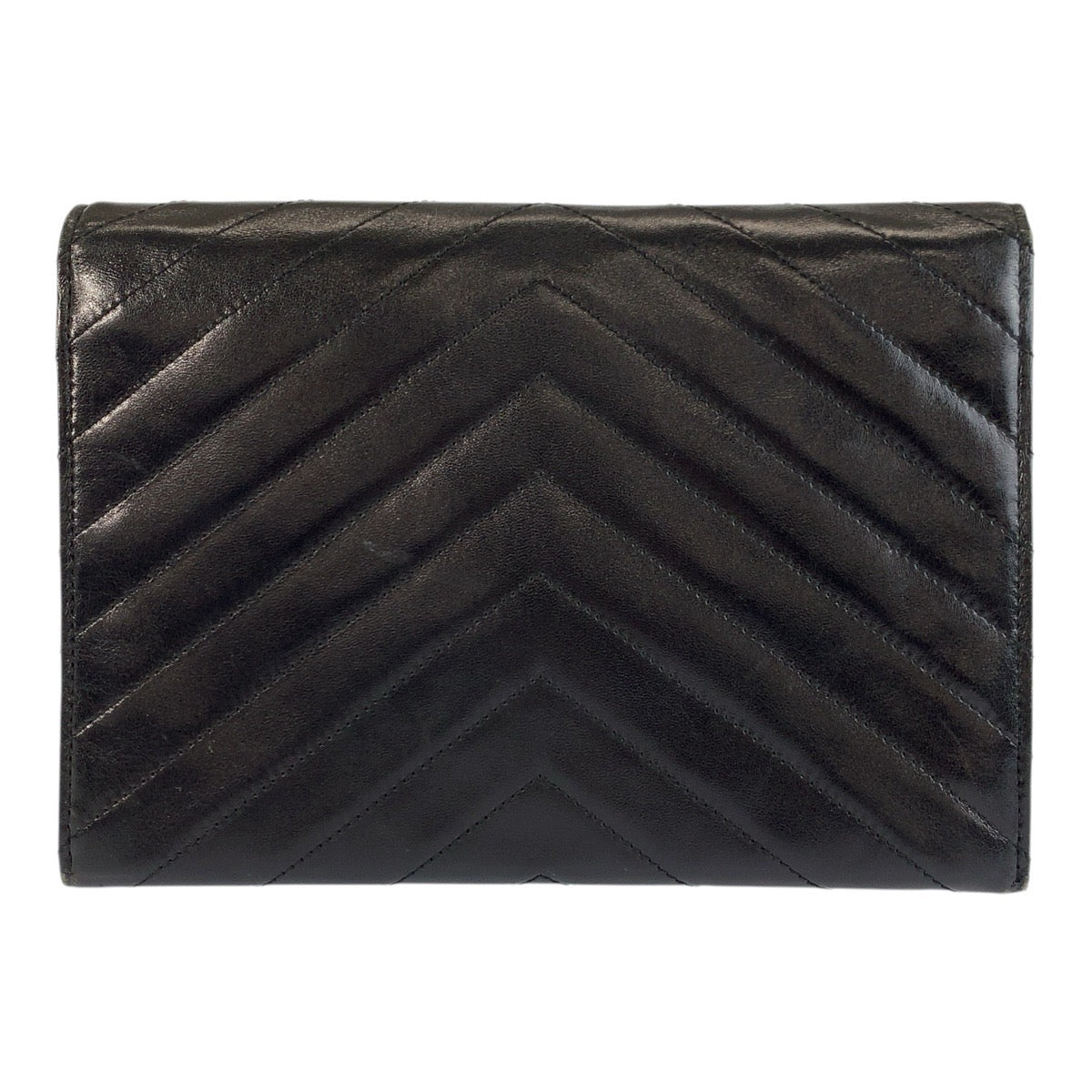 25113
YVES SAINT LAURENT イヴ サンローラン ヴィンテージ Vステッチ ブラック 黒 レザー クラッチバッグ セカンドバッグ レディース ABP20