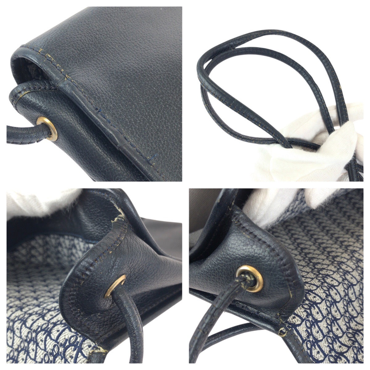 25118
Christian Dior クリスチャンディオール ヴィンテージ トロッター ネイビー ゴールド金具 レザー ショルダーバッグ レディース AB15