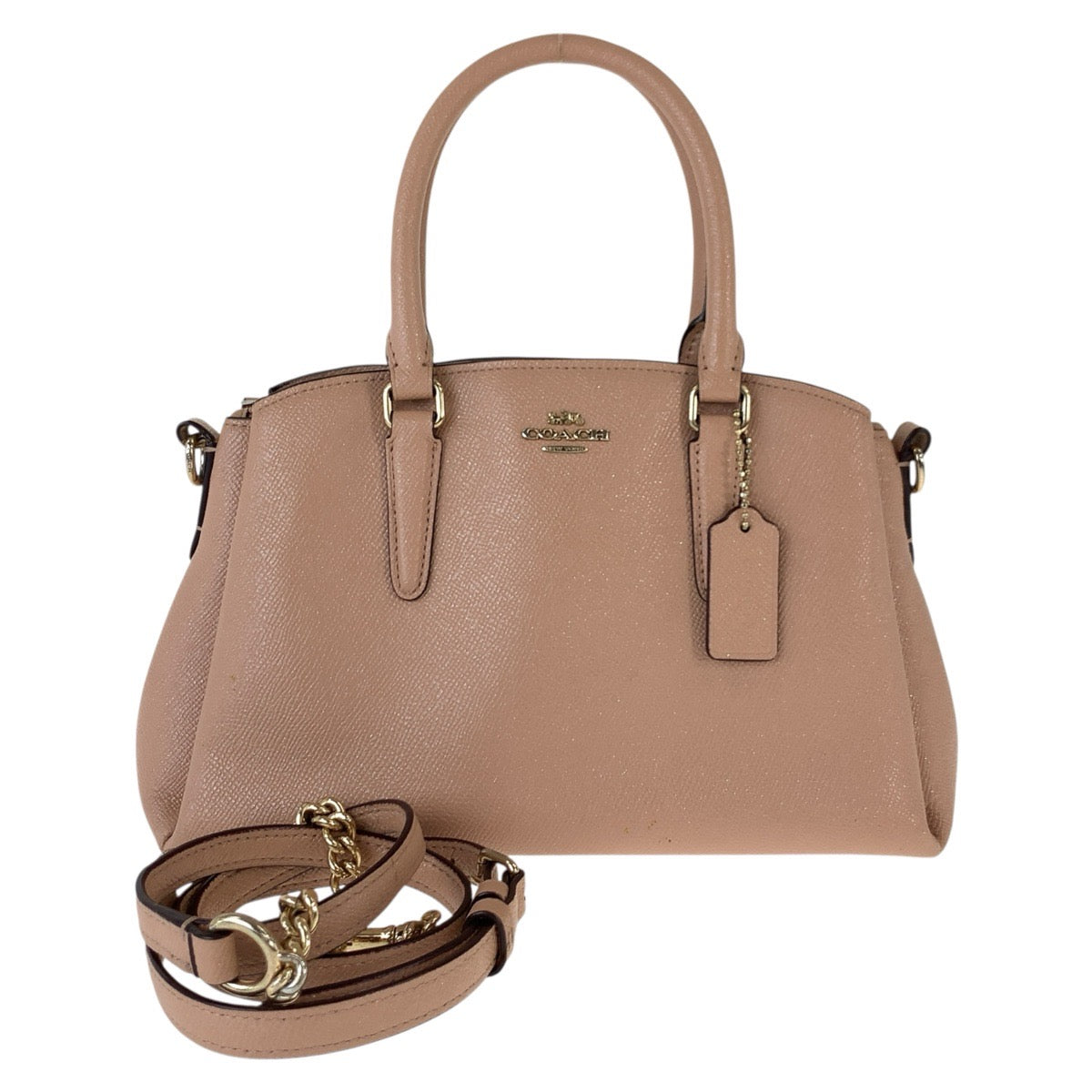 25119
COACH コーチ ベージュ ピンクベージュ PVC ハンドバッグ ショルダーバッグ 2way レディース AB8