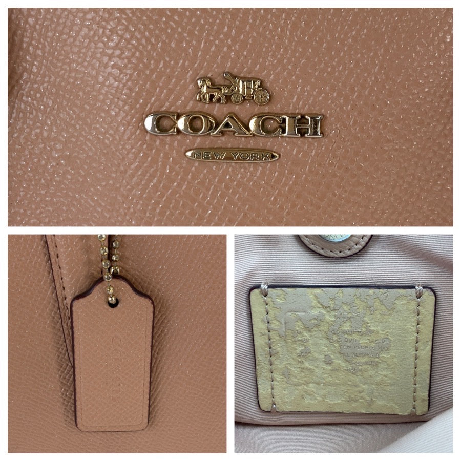 25119
COACH コーチ ベージュ ピンクベージュ PVC ハンドバッグ ショルダーバッグ 2way レディース AB8