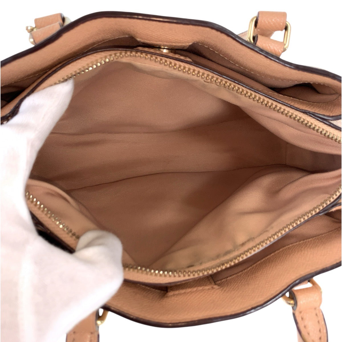 25119
COACH コーチ ベージュ ピンクベージュ PVC ハンドバッグ ショルダーバッグ 2way レディース AB8
