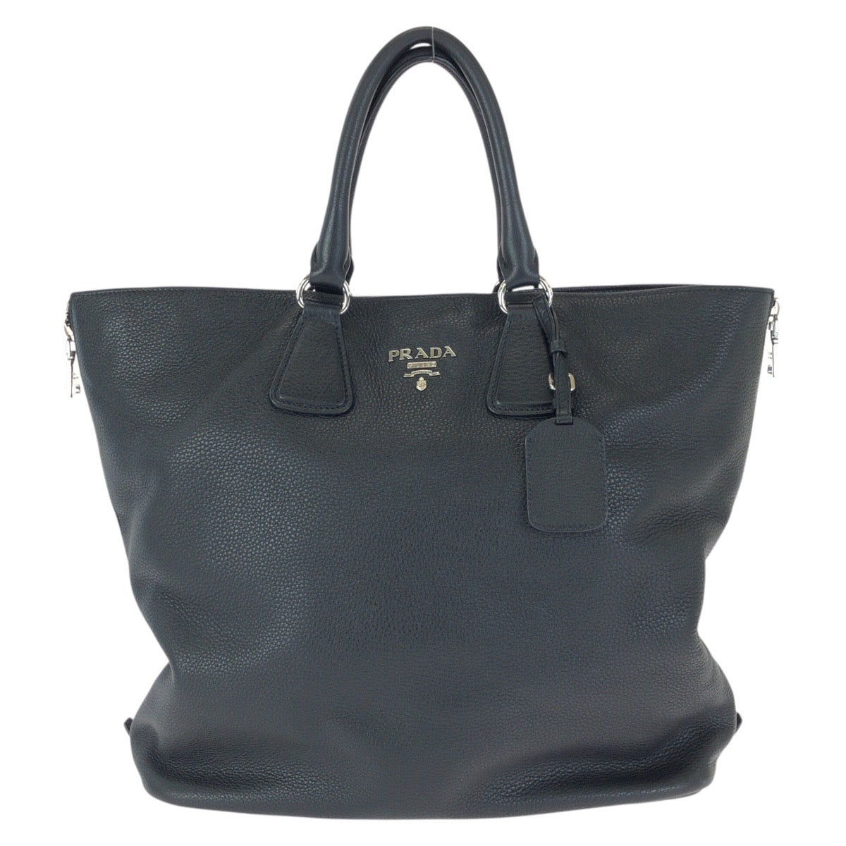25120
PRADA プラダ ヴィッテロ ダイノ サイドジップ ブラック 黒 シルバー金具 レザー トートバッグ ビジネスバッグ 男女兼用 レディース ABP74