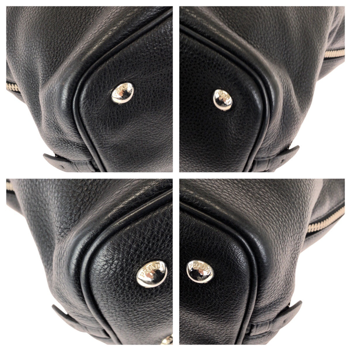 25120
PRADA プラダ ヴィッテロ ダイノ サイドジップ ブラック 黒 シルバー金具 レザー トートバッグ ビジネスバッグ 男女兼用 レディース ABP74