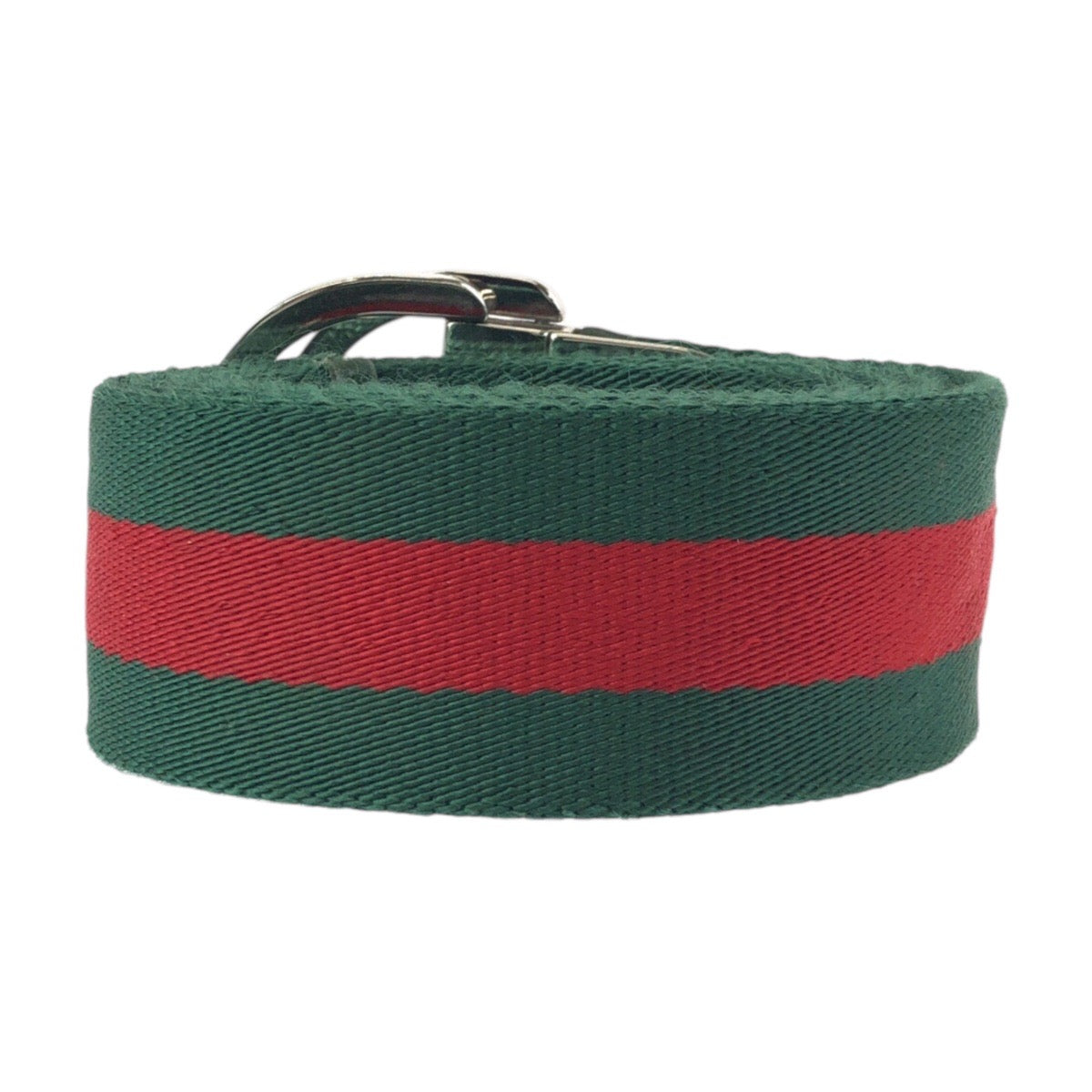 25122
GUCCI グッチ シェリーライン 85cm/34inc グリーン レッド シルバー金具 コットン / レザー 189812 ベルト メンズ ABP35