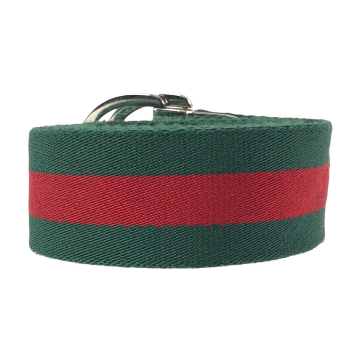 25122
GUCCI グッチ シェリーライン 85cm/34inc グリーン レッド シルバー金具 コットン / レザー 189812 ベルト メンズ ABP35