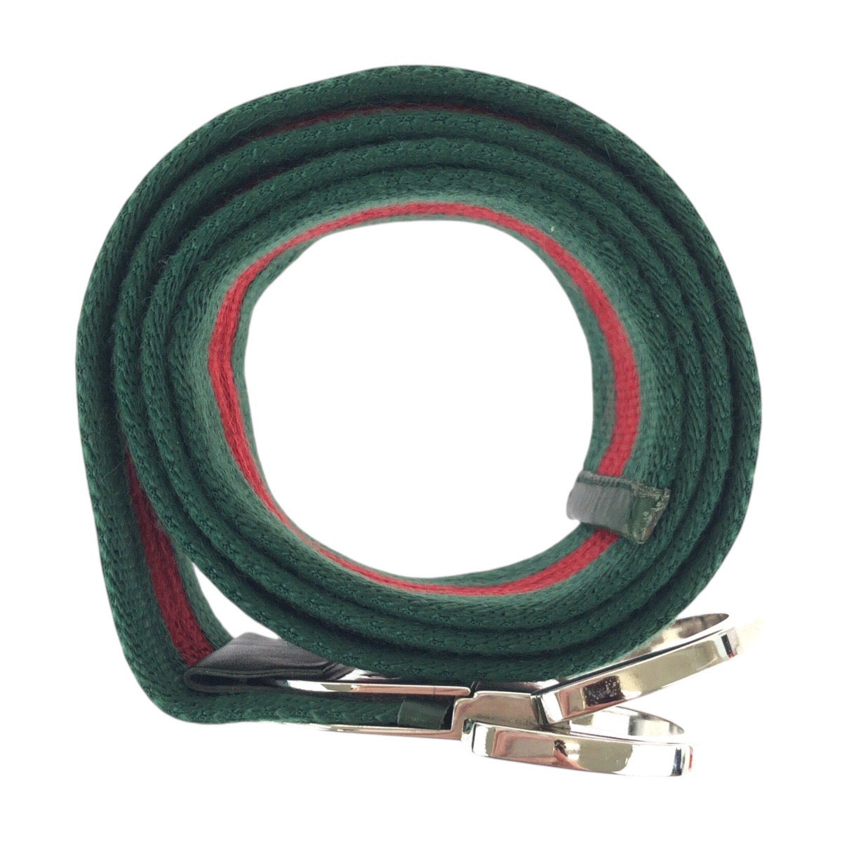 25122
GUCCI グッチ シェリーライン 85cm/34inc グリーン レッド シルバー金具 コットン / レザー 189812 ベルト メンズ ABP35