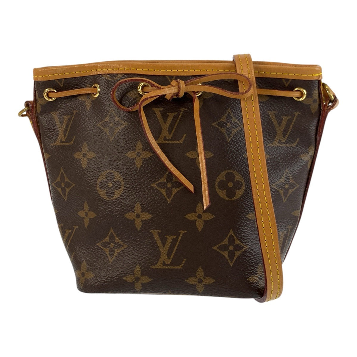 25123
LOUIS VUITTON ルイヴィトン モノグラム ナノ ノエ ブラウン ゴールド金具 PVC / レザー M41346 ショルダーバッグ ポシェット レディース ABP130