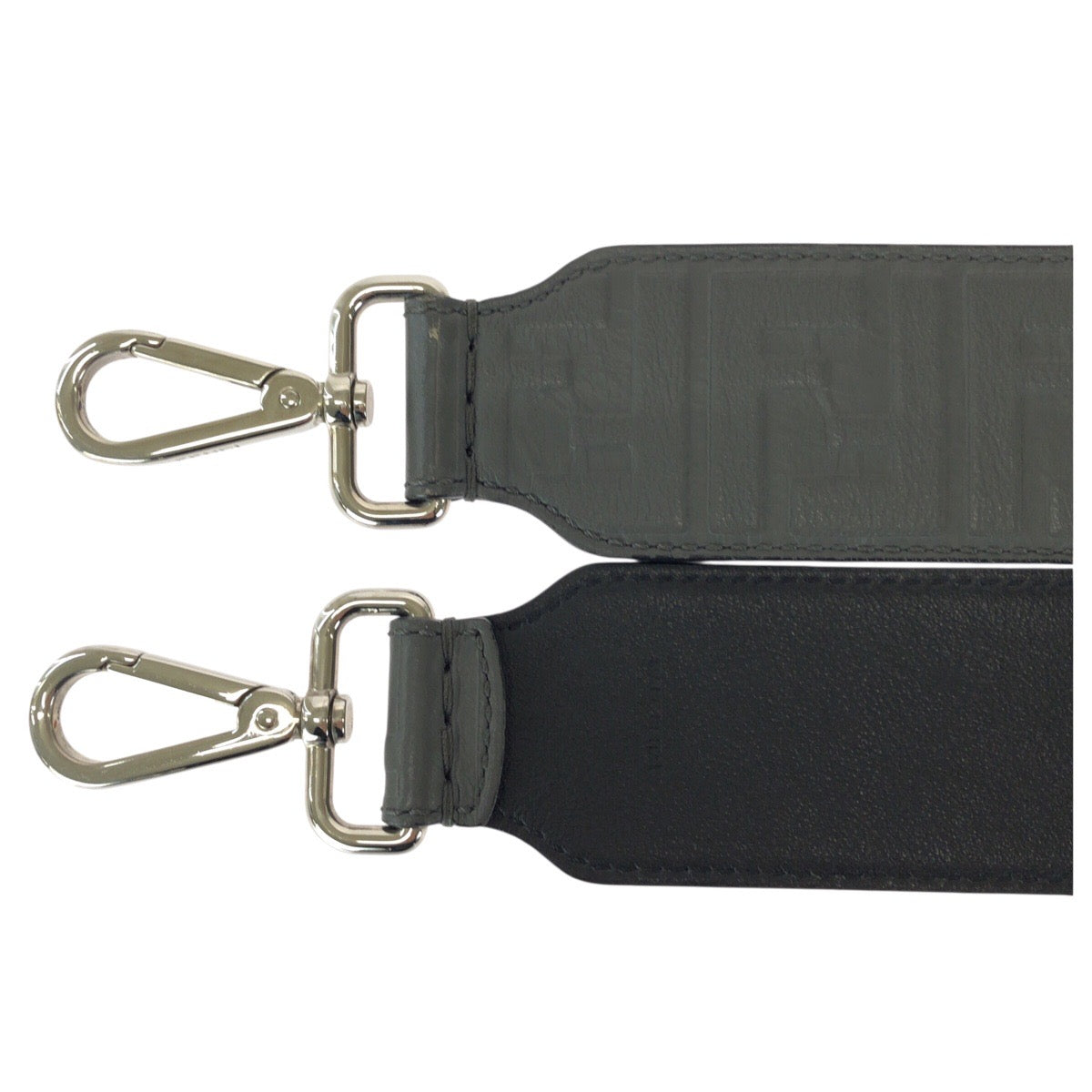 25132
FENDI フェンディ ストラップ ユー グレー シルバー金具 レザー ショルダーストラップ レディース ABP34