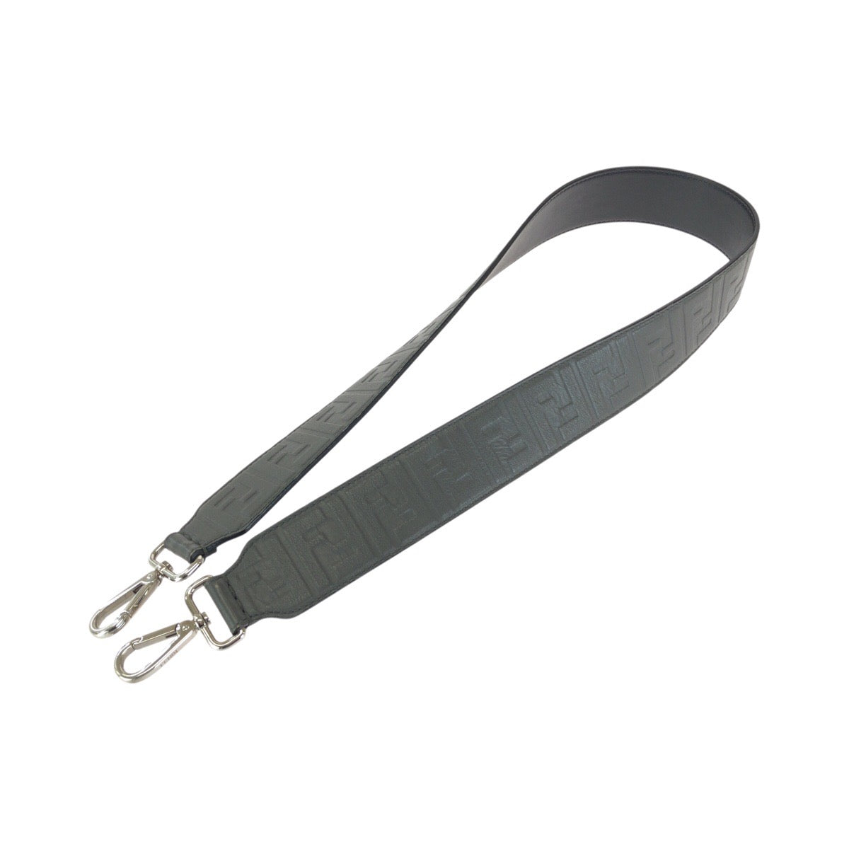 25132
FENDI フェンディ ストラップ ユー グレー シルバー金具 レザー ショルダーストラップ レディース ABP34