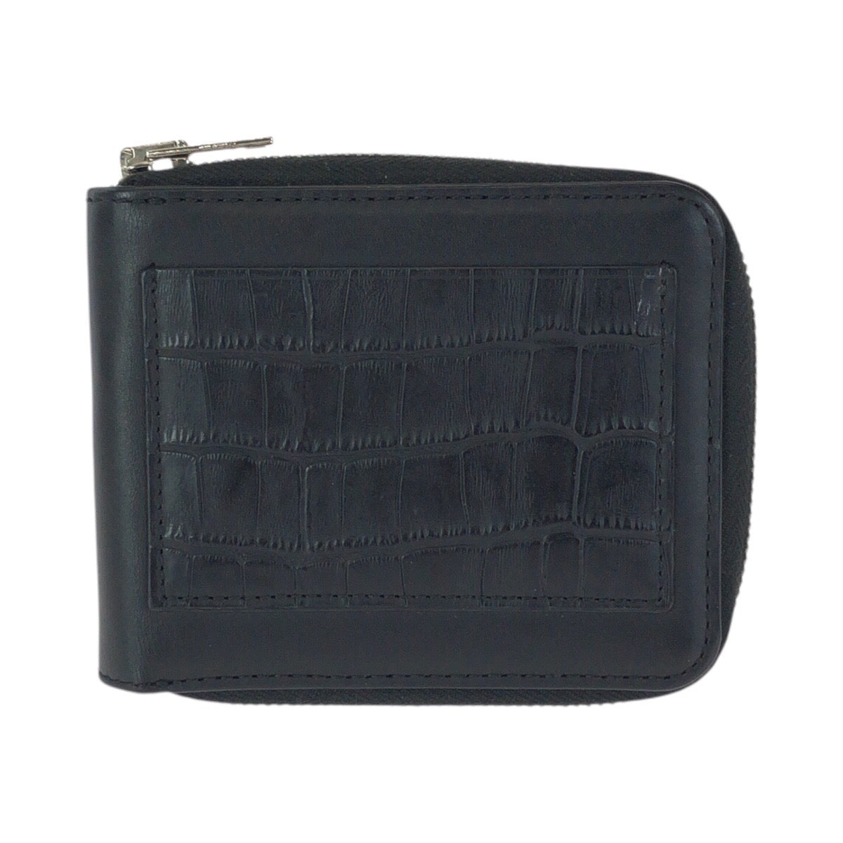 25133
Alexander Wang アレキサンダーワン 型押し ブラック 黒 シルバー金具 レザー 折財布 コンパクトウォレット メンズ ABP20