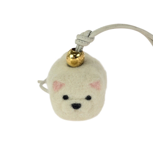 25134
LOEWE ロエベ チャウチャウチャーム オフホワイト ゴールド金具 フェルト / レザー キーホルダー ストラップ バッグチャーム レディース ABP36
