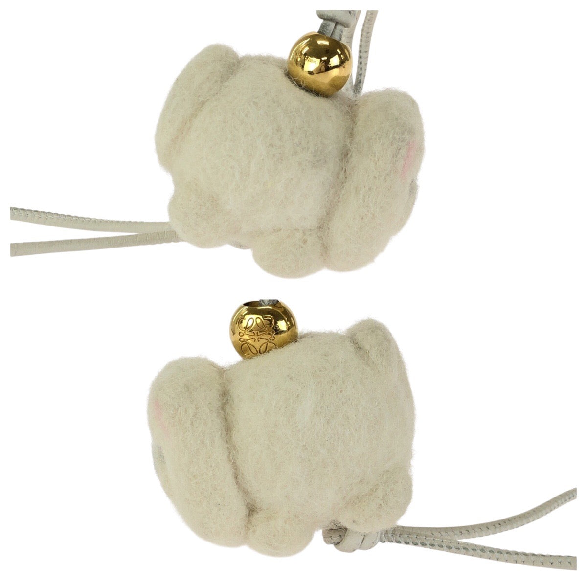 25134
LOEWE ロエベ チャウチャウチャーム オフホワイト ゴールド金具 フェルト / レザー キーホルダー ストラップ バッグチャーム レディース ABP36