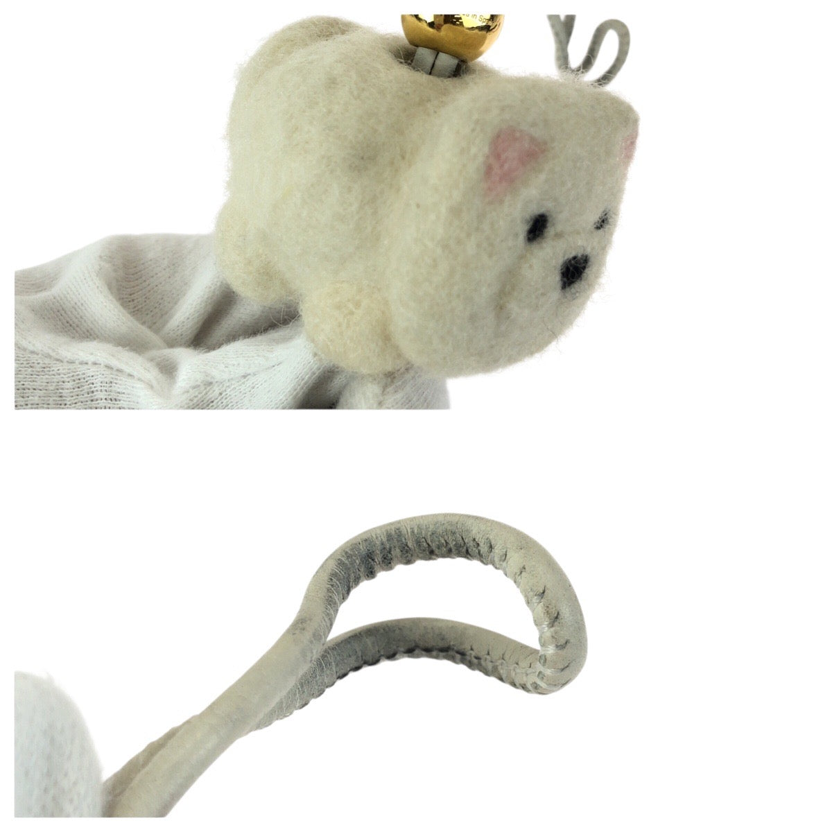 25134
LOEWE ロエベ チャウチャウチャーム オフホワイト ゴールド金具 フェルト / レザー キーホルダー ストラップ バッグチャーム レディース ABP36