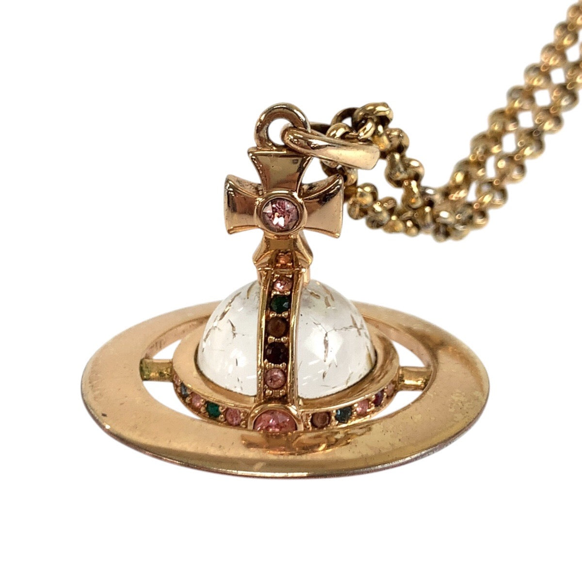 25138
Vivienne Westwood ヴィヴィアンウエストウッド オーブ ピンクゴールド メタル ネックレス 男女兼用 レディース B14