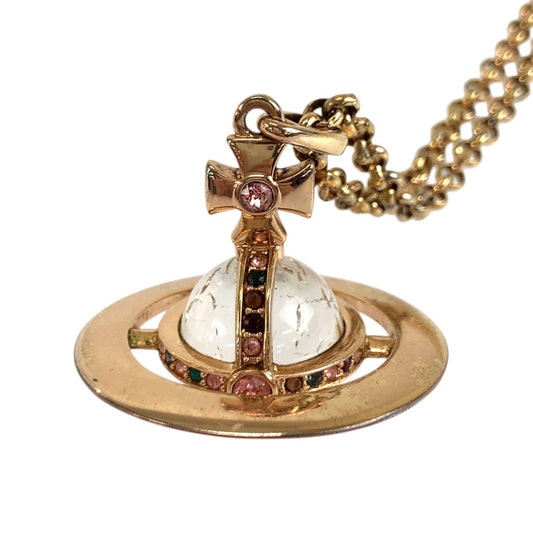 25138
Vivienne Westwood ヴィヴィアンウエストウッド オーブ ピンクゴールド メタル ネックレス 男女兼用 レディース B14