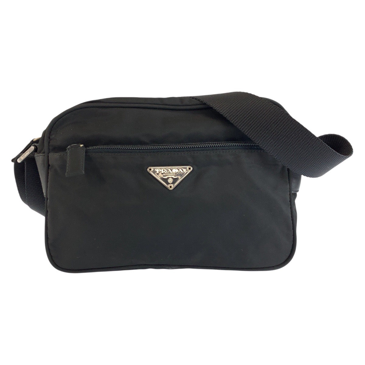 25140
PRADA プラダ テスート 三角ロゴプレート ブラック 黒 シルバー金具 ナイロン ショルダーバッグ カメラバッグ ポシェット メンズ ABP42