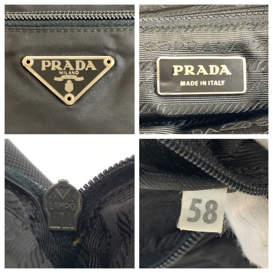 25140
PRADA プラダ テスート 三角ロゴプレート ブラック 黒 シルバー金具 ナイロン ショルダーバッグ カメラバッグ ポシェット メンズ ABP42