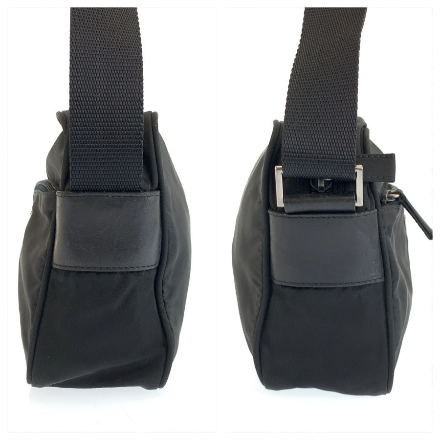 25140
PRADA プラダ テスート 三角ロゴプレート ブラック 黒 シルバー金具 ナイロン ショルダーバッグ カメラバッグ ポシェット メンズ ABP42