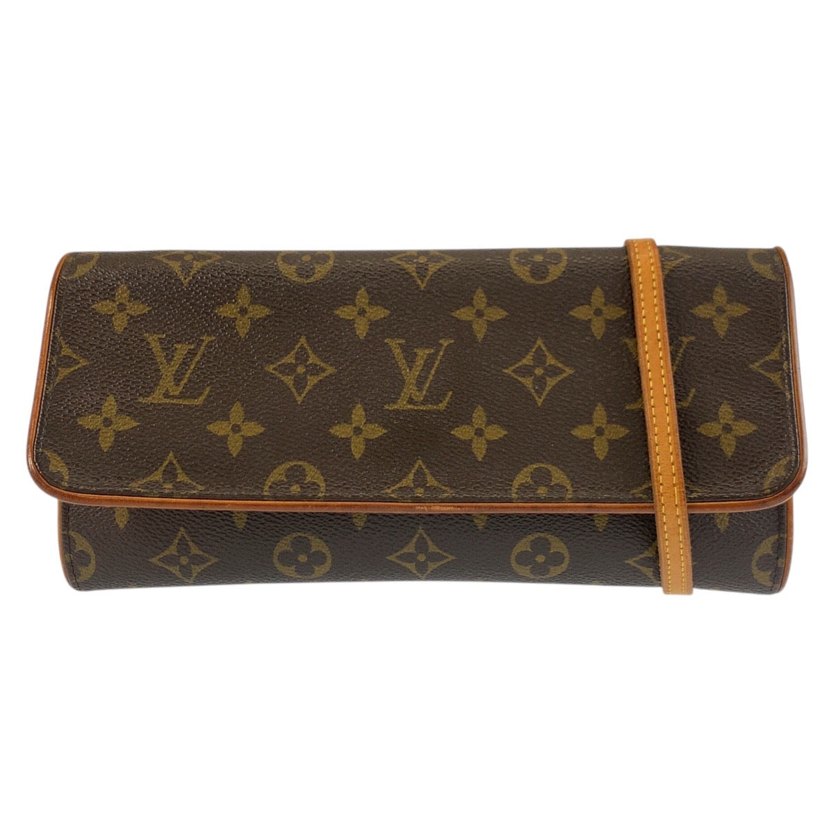 25141
LOUIS VUITTON ルイヴィトン ヴィンテージ モノグラム ポシェットツインGM ブラウン ゴールド金具 PVC / レザー M51852 ショルダーバッグ ポシェット レディース AB35